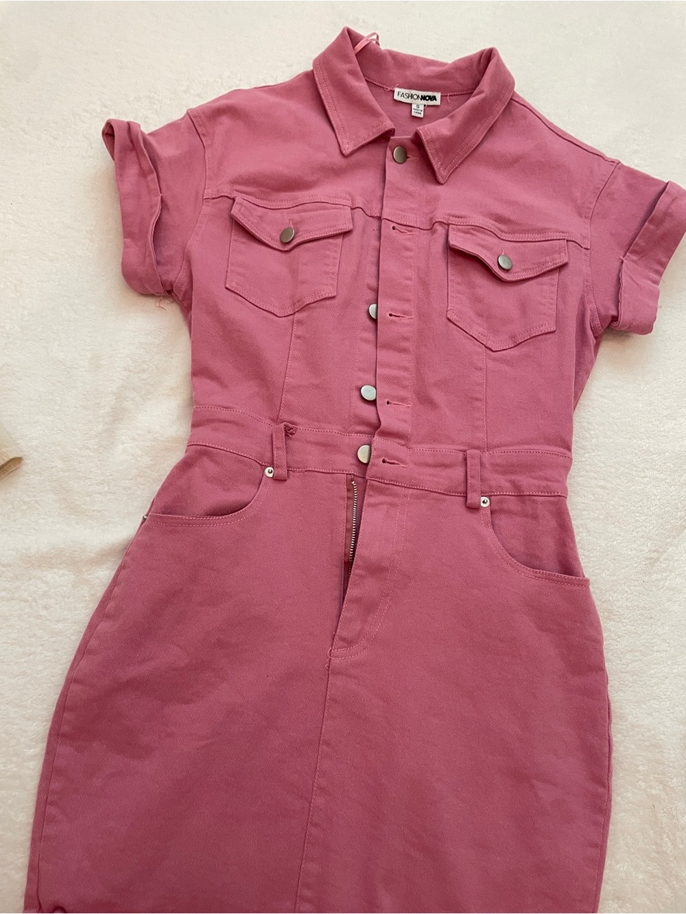 Fashion Nova Rose Pink Button-Front Shirt Jacket